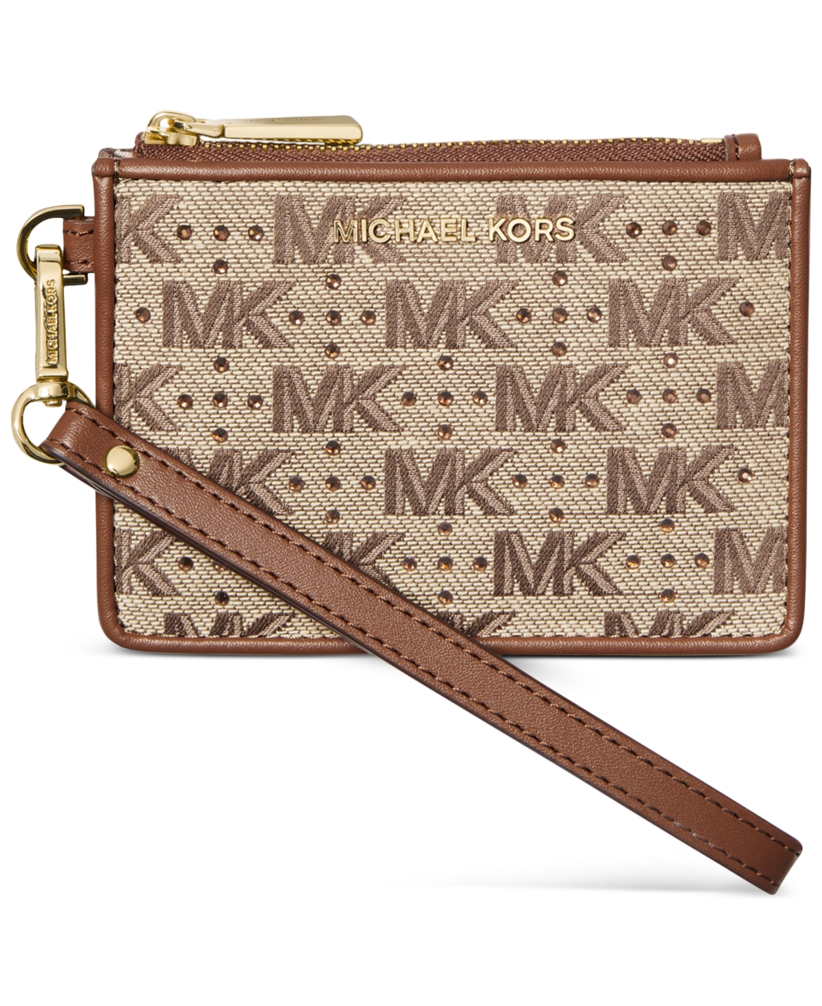 Michael Kors Michael  Logo Jet Set Small Coin Purse In Gift Box In Camel