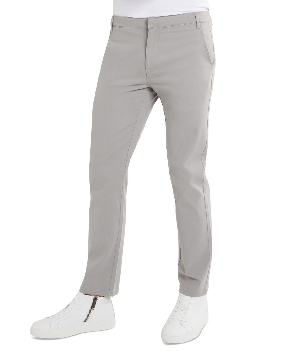 Kenneth Cole Men's Slim-fit Straight-leg Two-way Flex Chinos In Grey