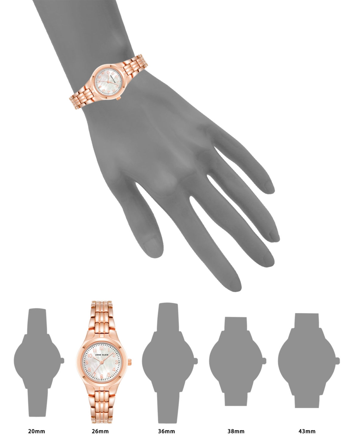 Anne Klein Women's Quartz Rose Gold-Tone Alloy Bracelet Watch, 26mm - Rose Gold-Tone, White