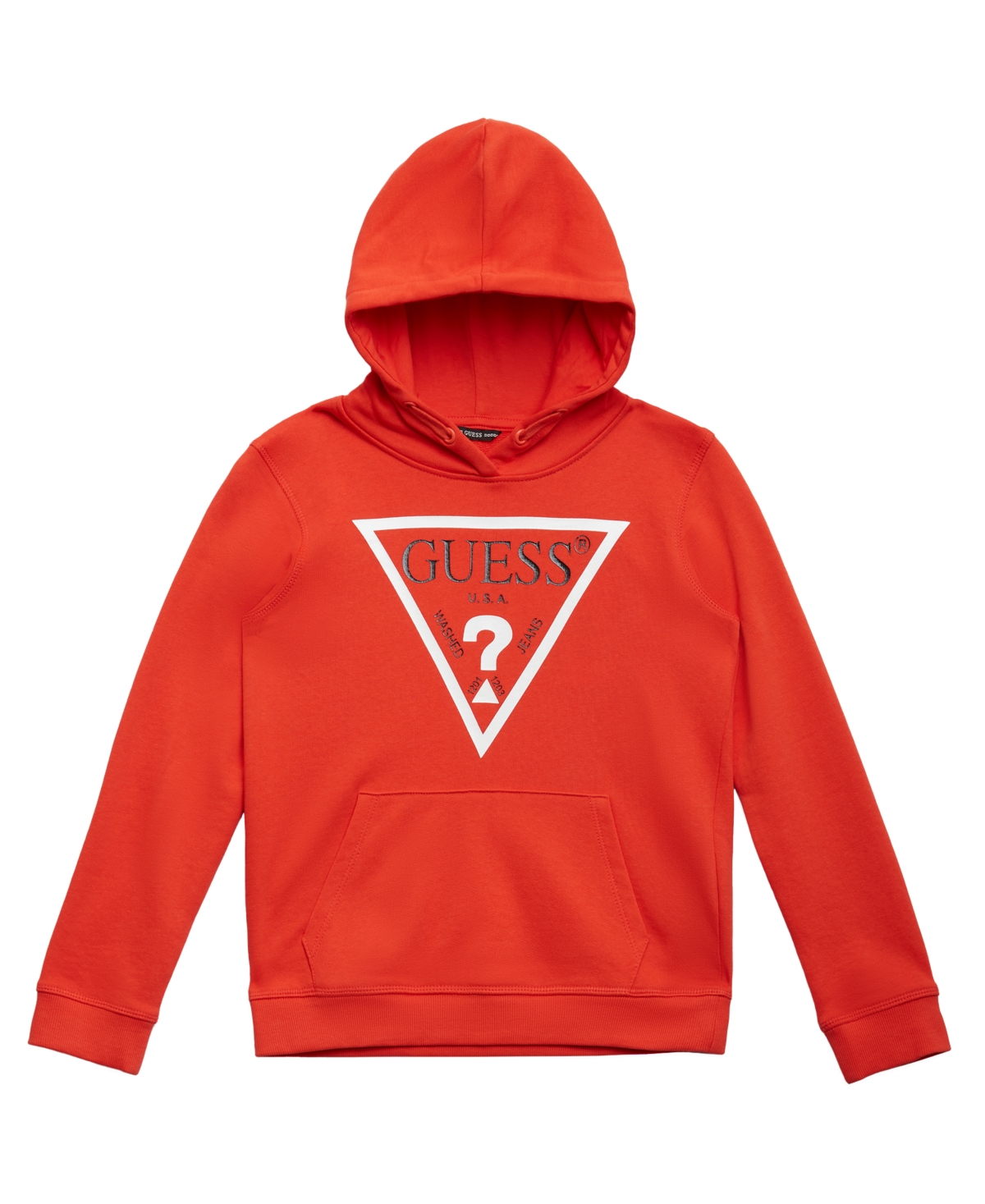 Guess Big Boys French Terry Screen Print Triangle Logo Hoodie In Red