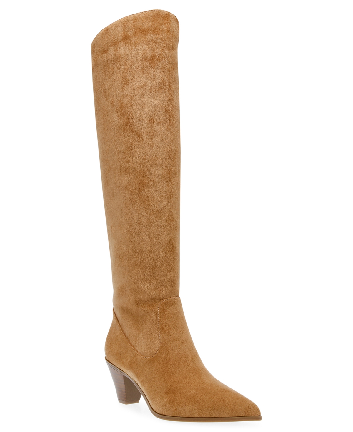 Women's Ware Pointed Toe Knee High Boots - Dark Natural Microsuede
