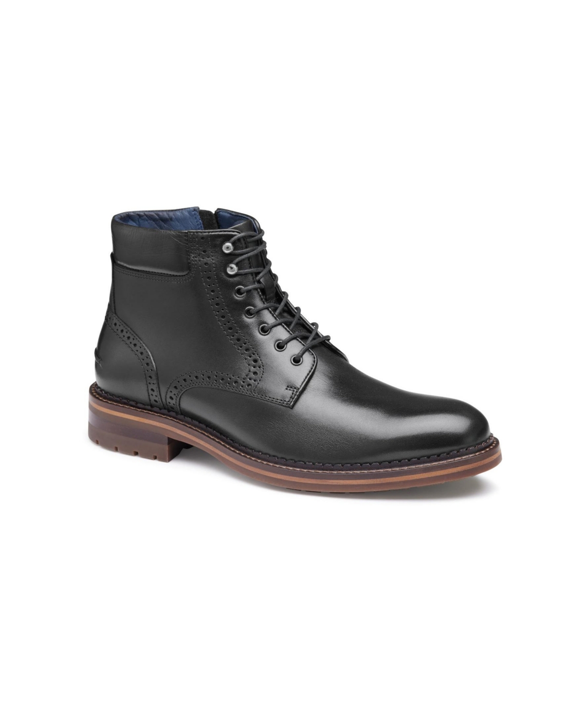 Johnston & Murphy Men's Connelly Leather Plain Toe Boots In Black Full Grain Leather