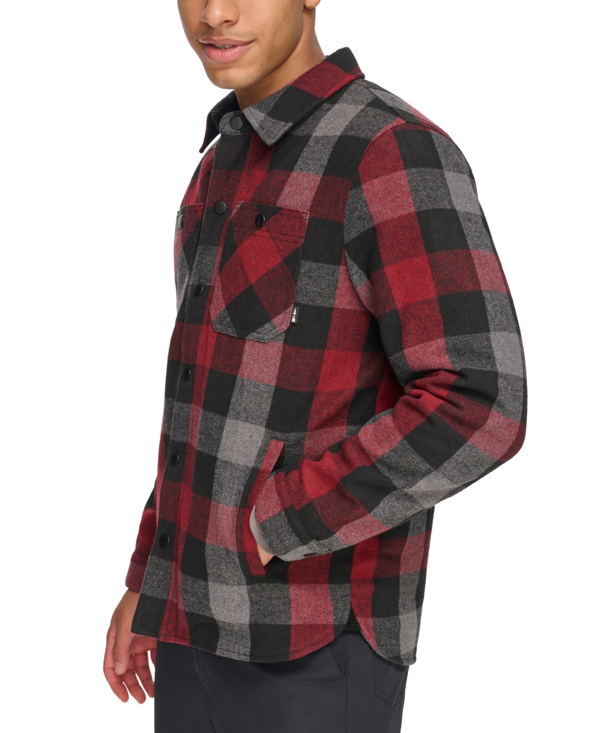 Men's Mission Field Sherpa Lined Shirt Jacket - Red/grey Plaid