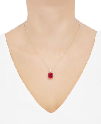 Lab Grown Sapphire (8-1/10 ct. t.w.) & Lab Grown Diamond  18" Pendant Necklace in 14k White Gold (Also in Ruby & Emerald)