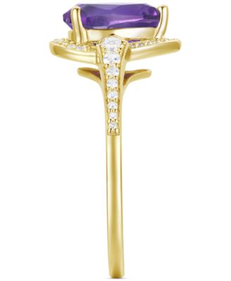 Amethyst (1-1/3 ct. t.w.) & Lab-Grown White Sapphire (1/4 ct. t.w.) Halo Ring in 14k Gold-Plated Sterling Silver (Also in Additional Gemstones)