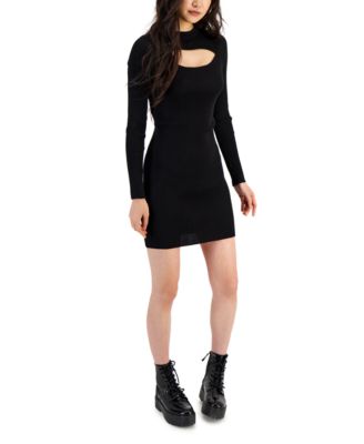 white christmas dresses Asymmetrical Cutout Sweater Dress