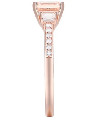 Lab-Grown Morganite (1-3/8 ct. t.w.) & Lab-Grown White Sapphire (1/3 ct. t.w.) Three Stone Ring in 14k Rose Gold-Plated Sterling Silver (Also in Additional Gemstones)