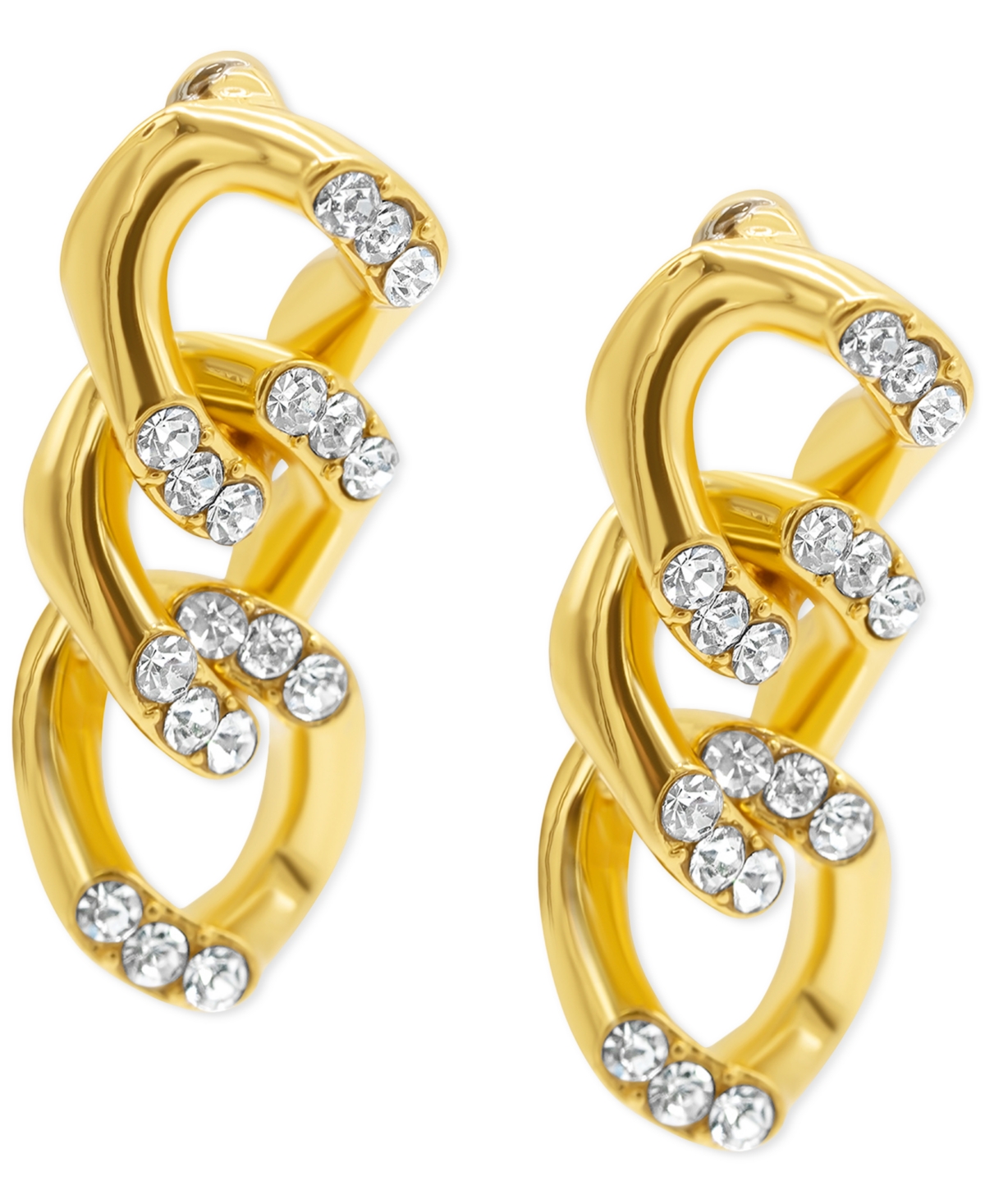 Adornia Rhodium-plated Pave Curb Chain Drop Earrings In Gold