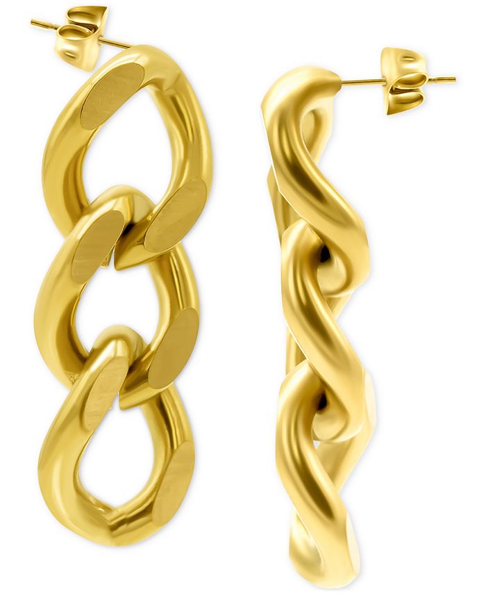 ADORNIA 14k GoldPlated Curb Chain Drop Earrings Macy's