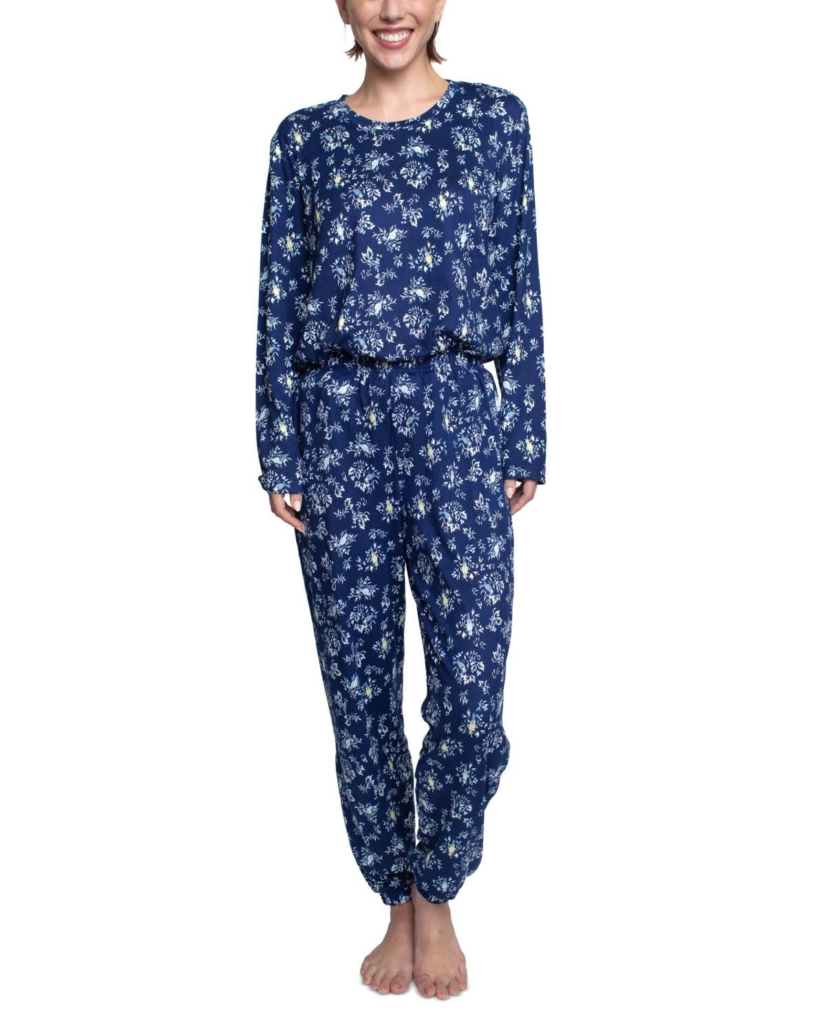 Women's 2-Pc. Henley Jogger Pajamas Set - Winter Finch .Blue Jay
