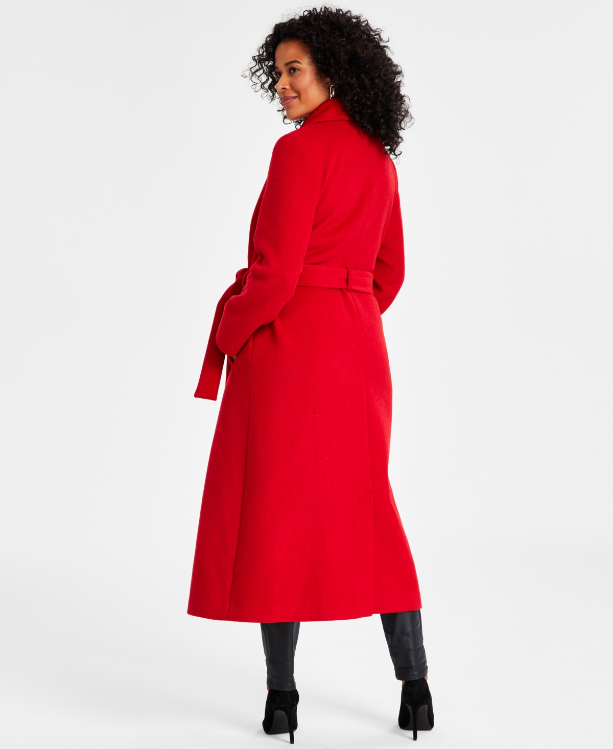 I.n.c. International Concepts Women's Solid Belted Wool Coat, Created for Macy's
