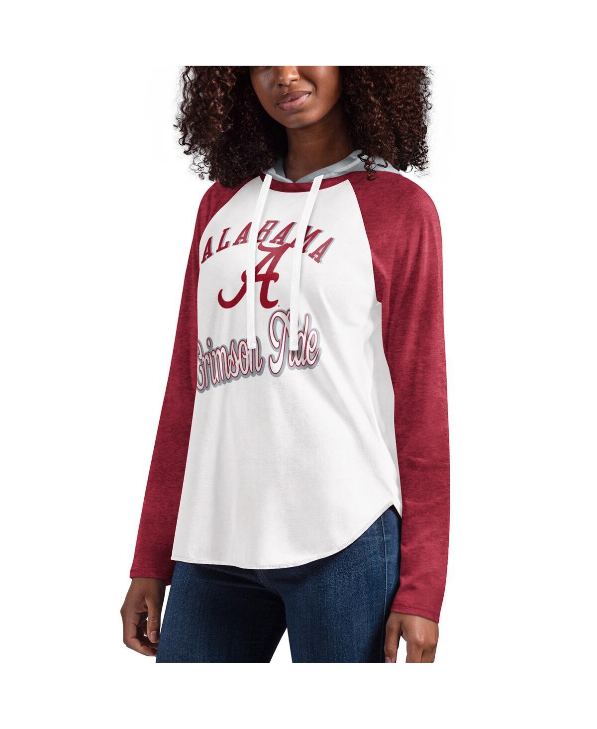 G-iii 4her By Carl Banks Women's  White, Crimson Alabama Crimson Tide From The Sideline Raglan Long S In White,crimson