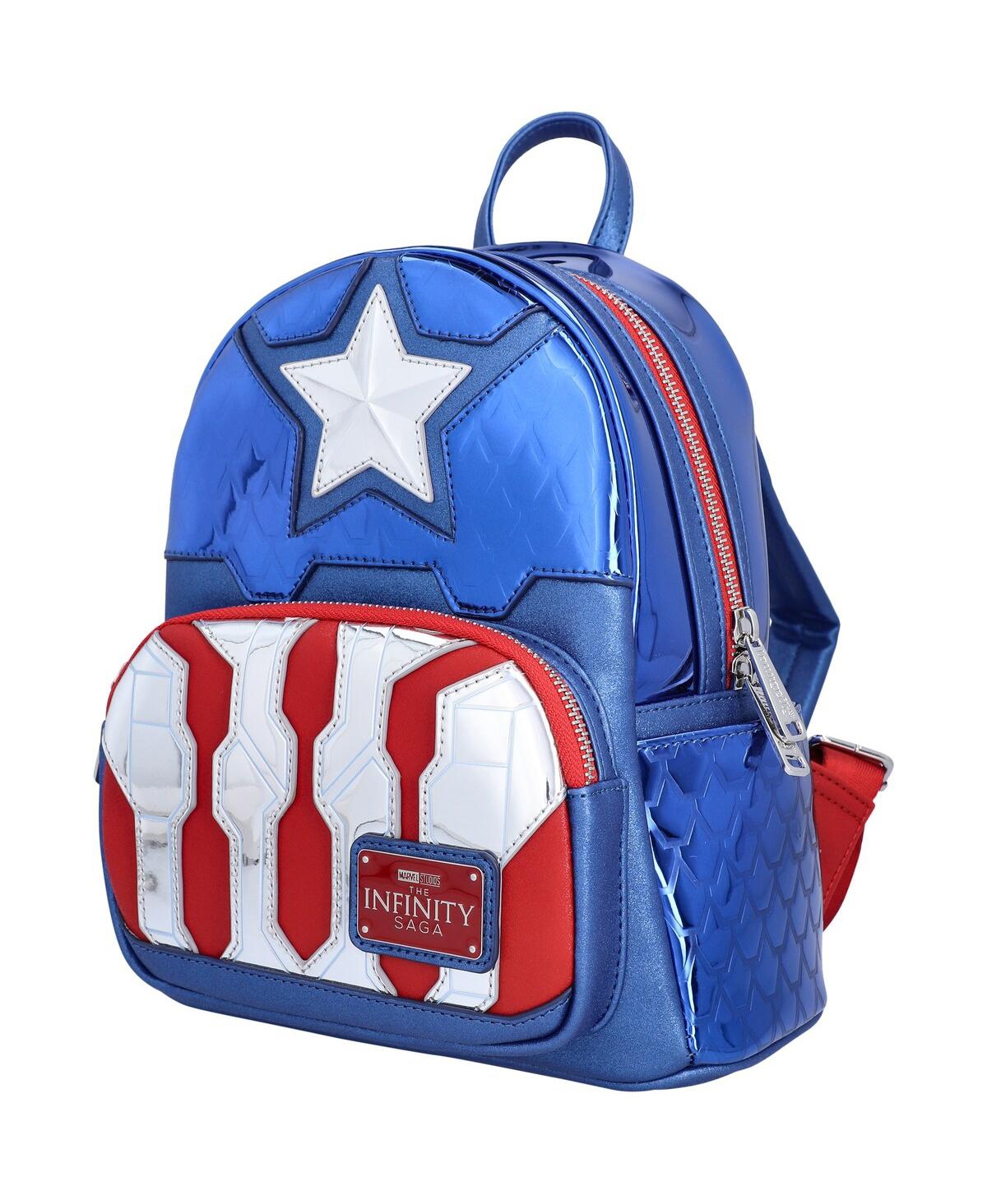 Loungefly Marvel Captain America Shine Cosplay Mini Backpack In Blue