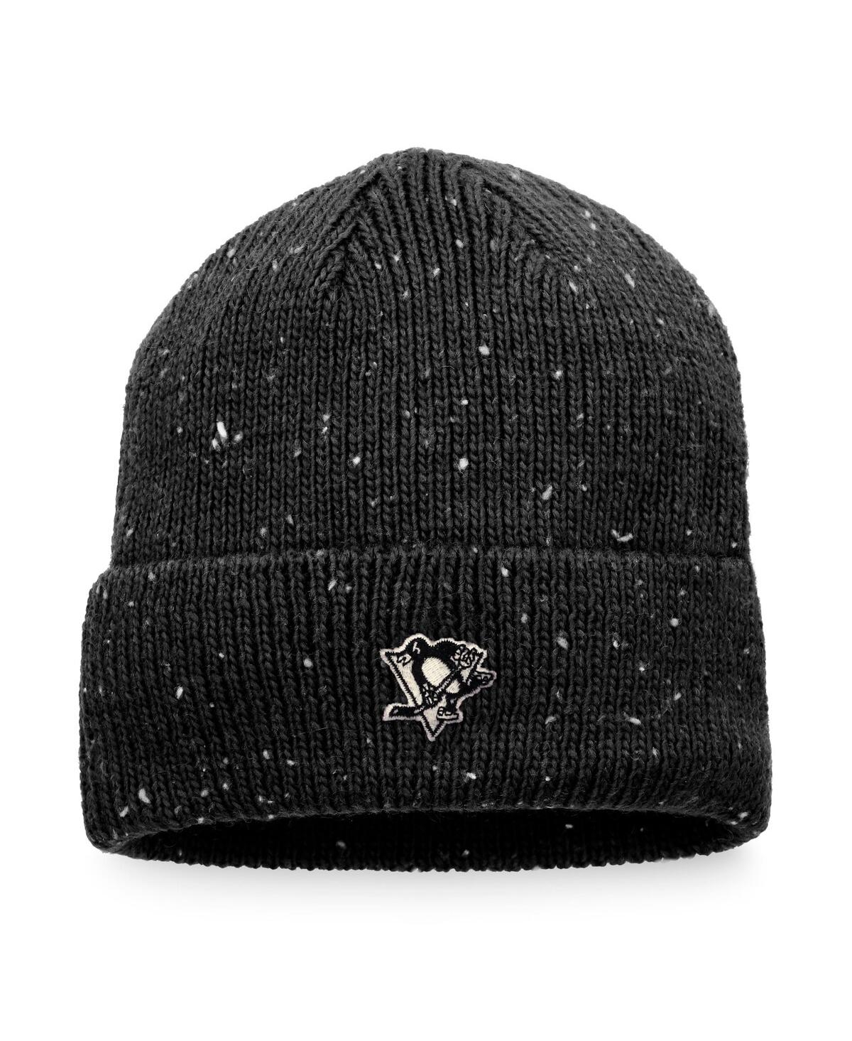 Shop Fanatics Men's  Black Pittsburgh Penguins Authentic Pro Rink Pinnacle Cuffed Knit Hat