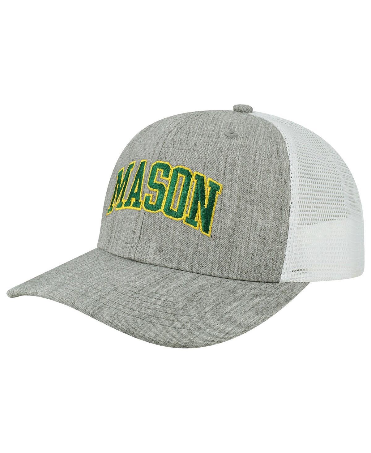 Shop Legacy Athletic Men's Heather Gray, White George Mason Patriots Arch Trucker Snapback Hat In Heather Gray,white