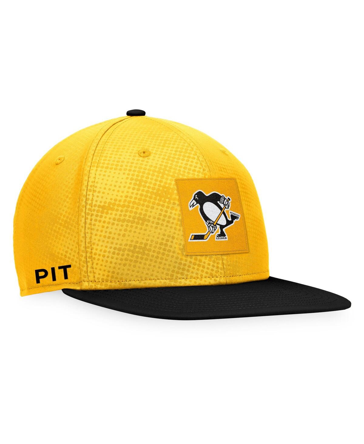 Shop Fanatics Men's  Gold, Black Pittsburgh Penguins Authentic Pro Alternate Logo Snapback Hat In Gold,black
