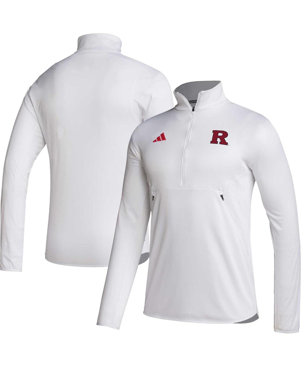 Shop Adidas Originals Men's Adidas White Rutgers Scarlet Knights 2023 Sideline Aeroready Half-zip Top