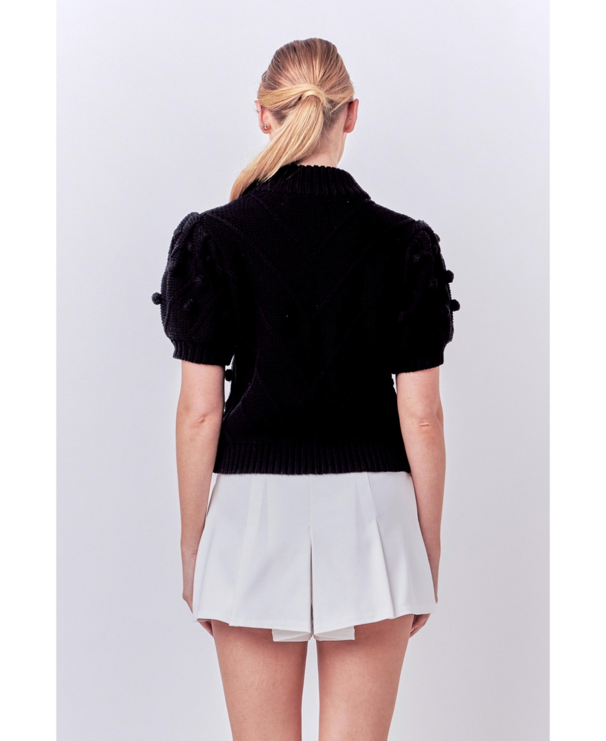 Women's Pom Puff Sleeve Sweater