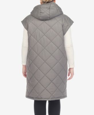 Plus Size Diamond Quilted Hooded Puffer Vest