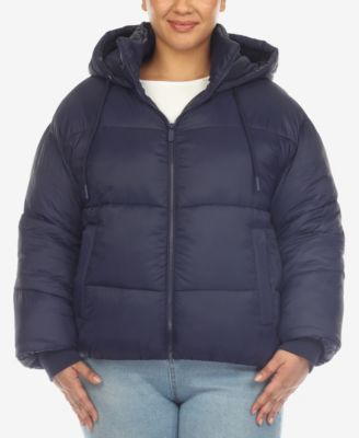 Plus Size Hooded Bomber Puffer Coat
