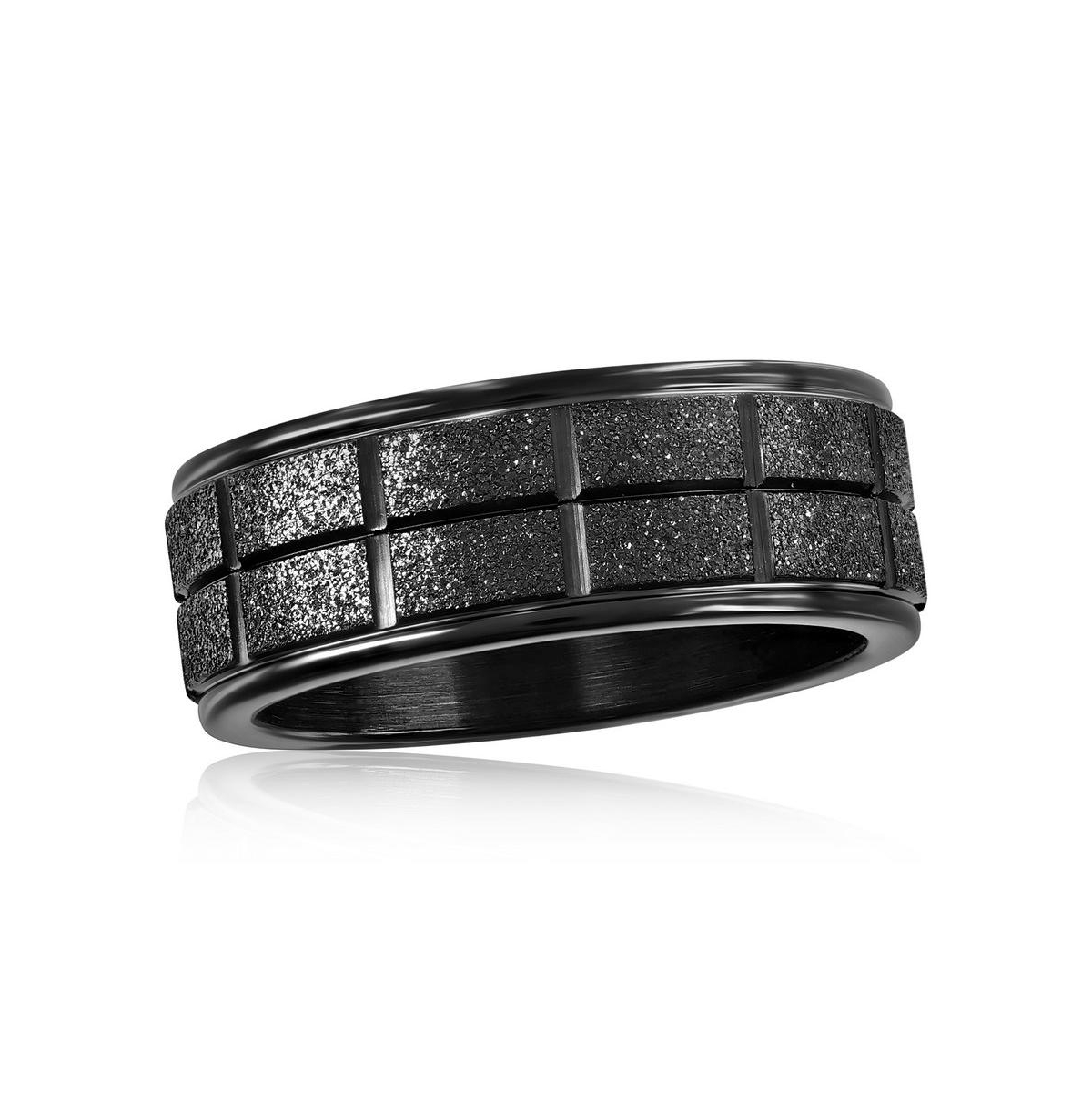 Stainless Steel Sand Blasted Ring - Black Plated - Black