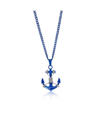 Stainless Steel Anchor Necklace - Blue