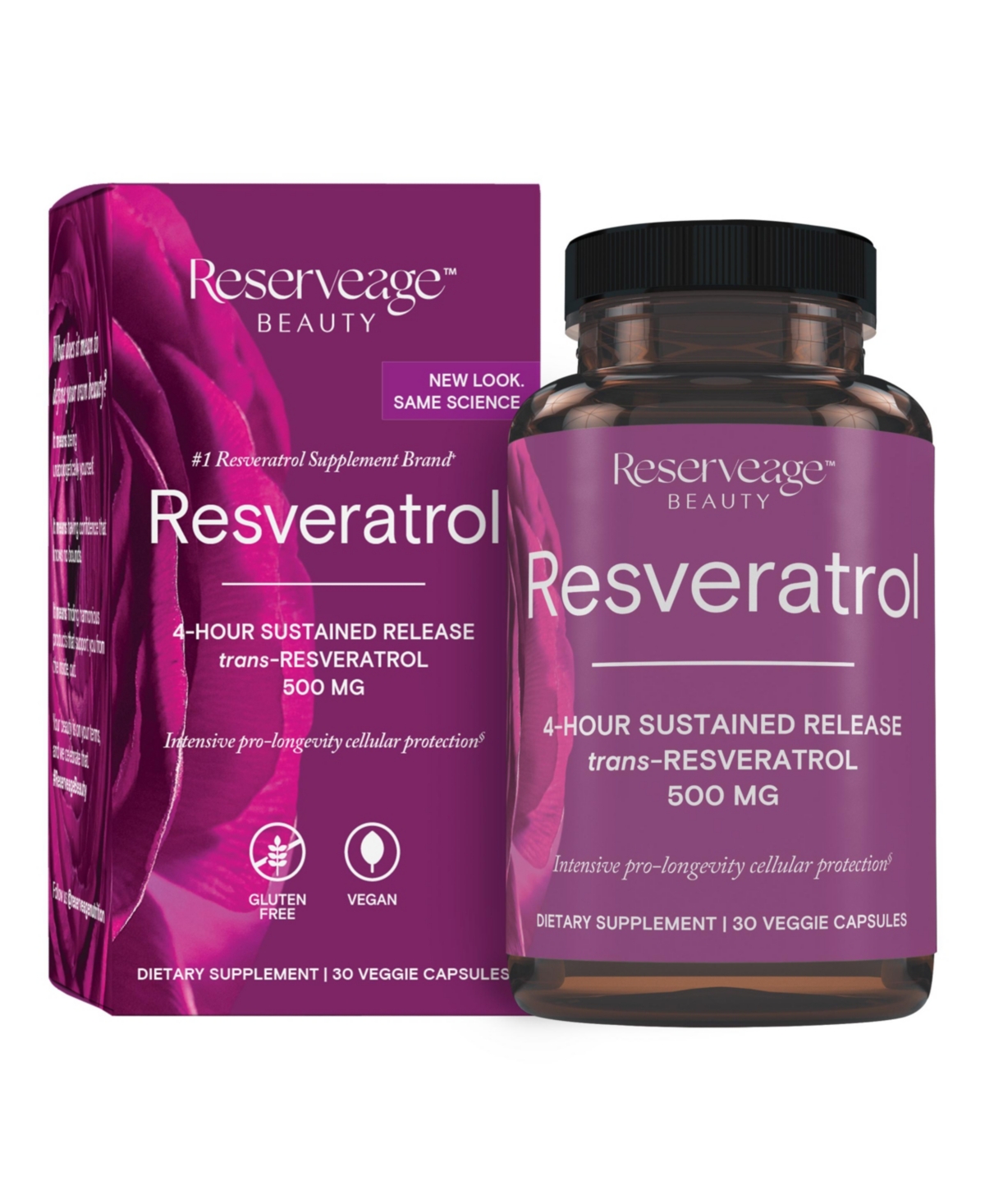 Resveratrol 500 mg, Antioxidant Supplement for Heart and Cellular Health, Supports Healthy Aging, Paleo, Keto, 30 Capsules