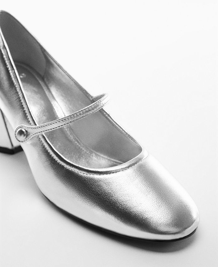 MANGO Women's Block Heel Metallic Shoes Macy's