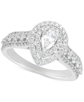 Macy's - Diamond Pear Double Halo Engagement Ring (1 ct. t.w.) in 14k White Gold