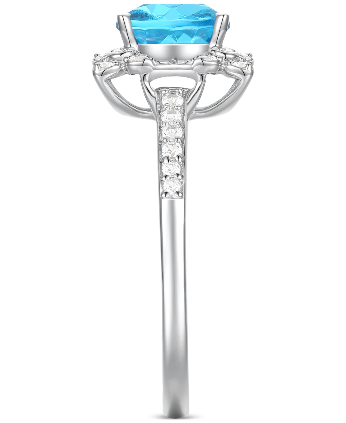 Amethyst (1-1/3 ct. t.w.) & Lab-Grown White Sapphire (1/4 ct. t.w.) Halo Ring in 14k Gold-Plated Sterling Silver (Also in Additional Gemstones) - Blue