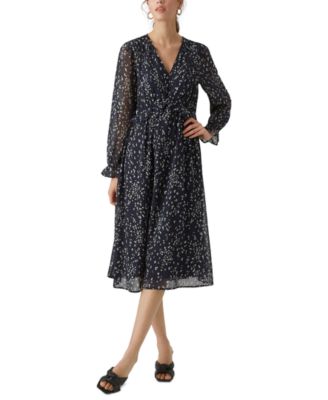 Vero Moda - Women's Printed V-Neck Midi Dress