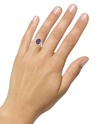 Amethyst (1-1/2 ct. t.w.) & Lab-Grown White Sapphire (1/2 ct. t.w.) Halo Statement Ring in 14k Gold-Plated Sterling Silver