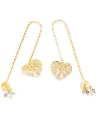 18k Gold-Plated Mixed Gemstone Heart Earrings