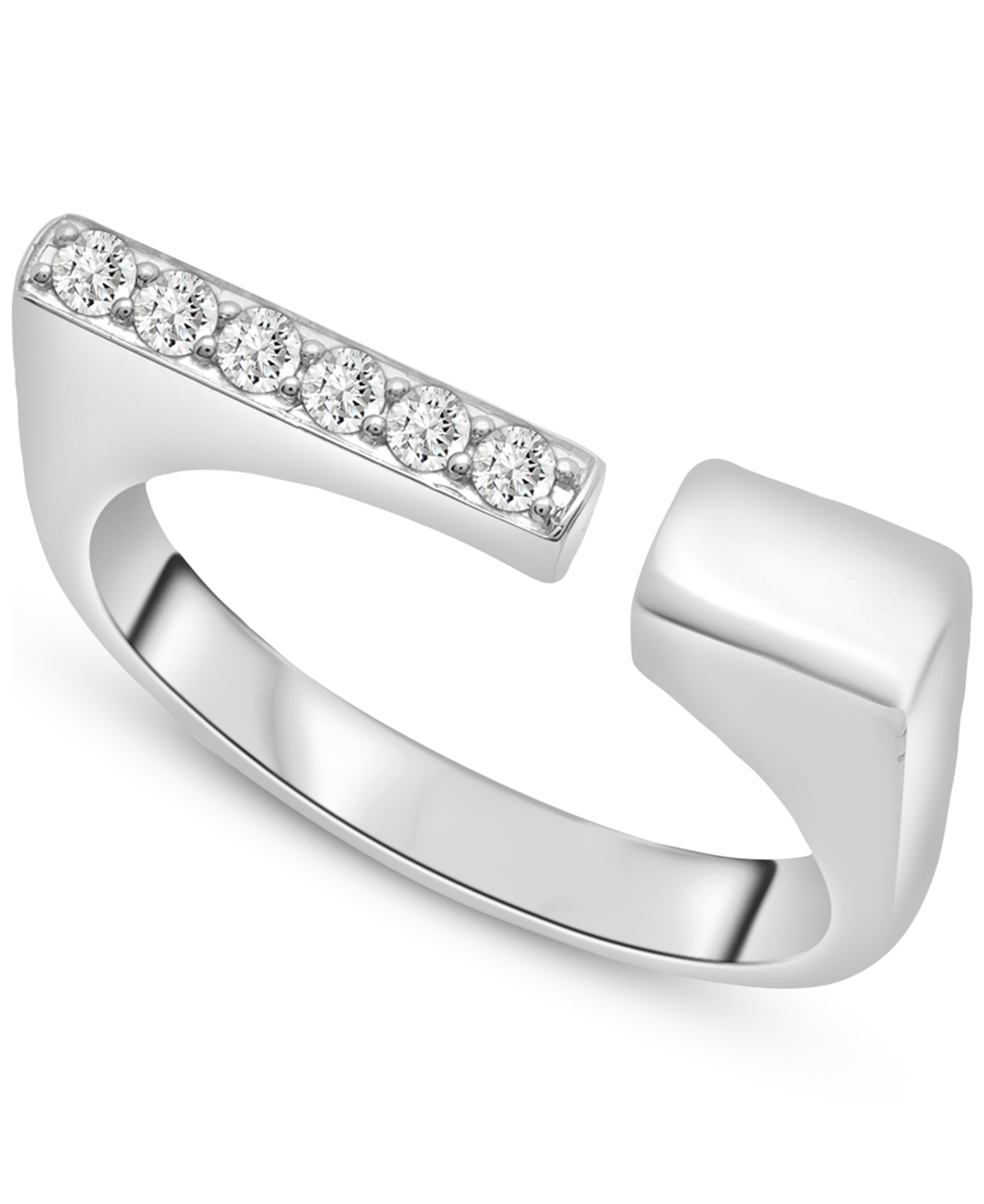 Wrapped Diamond Open Square Ring (1/6 Ct. T.w.) In 10k White Gold, Created For Macy's