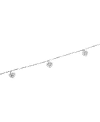Diamond Pav&eacute; Dangle Heart Link Bracelet (1/6 ct. t.w.) in 14k White Gold, Created for Macy's