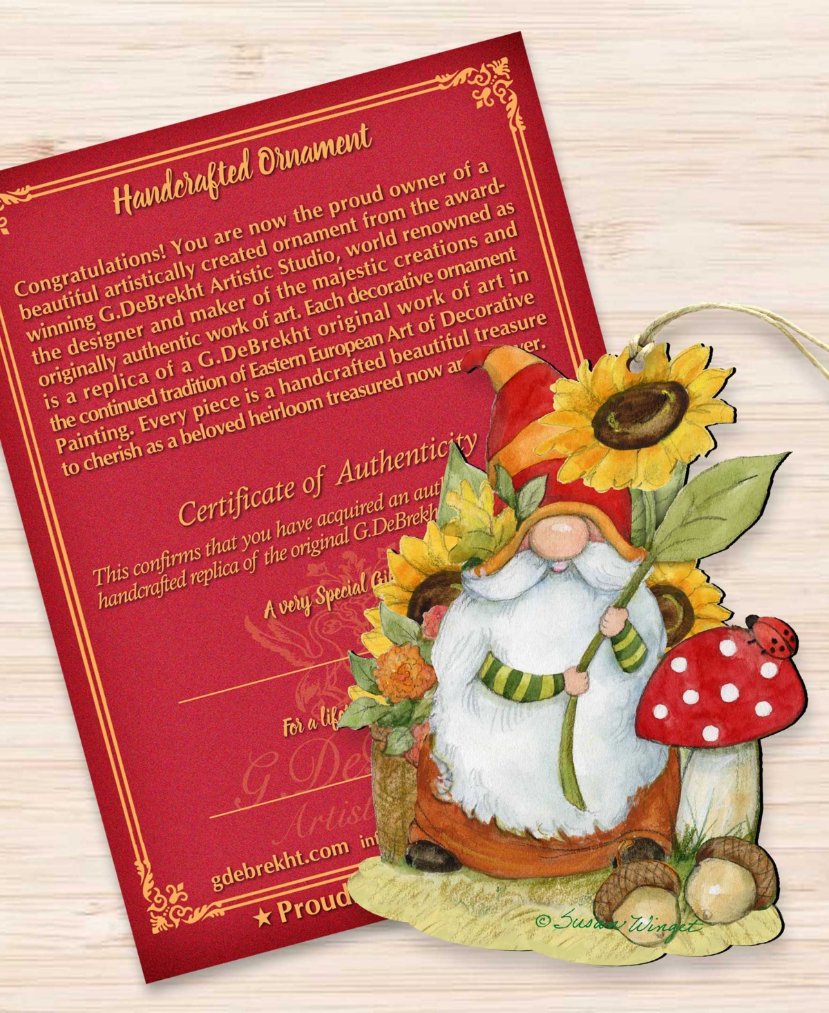 Designocracy Holiday Wooden Ornaments Sunflower Gnome Home Decor Set Of 2 S. Winget In Multi Color