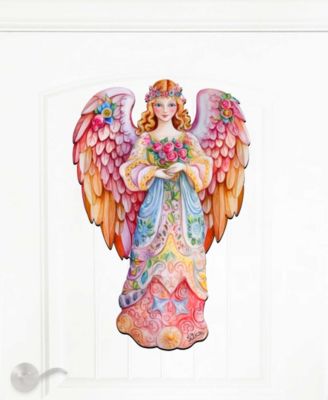 Floral Angel Christmas Door Decor Wooden Wall Decor G. DeBrekht