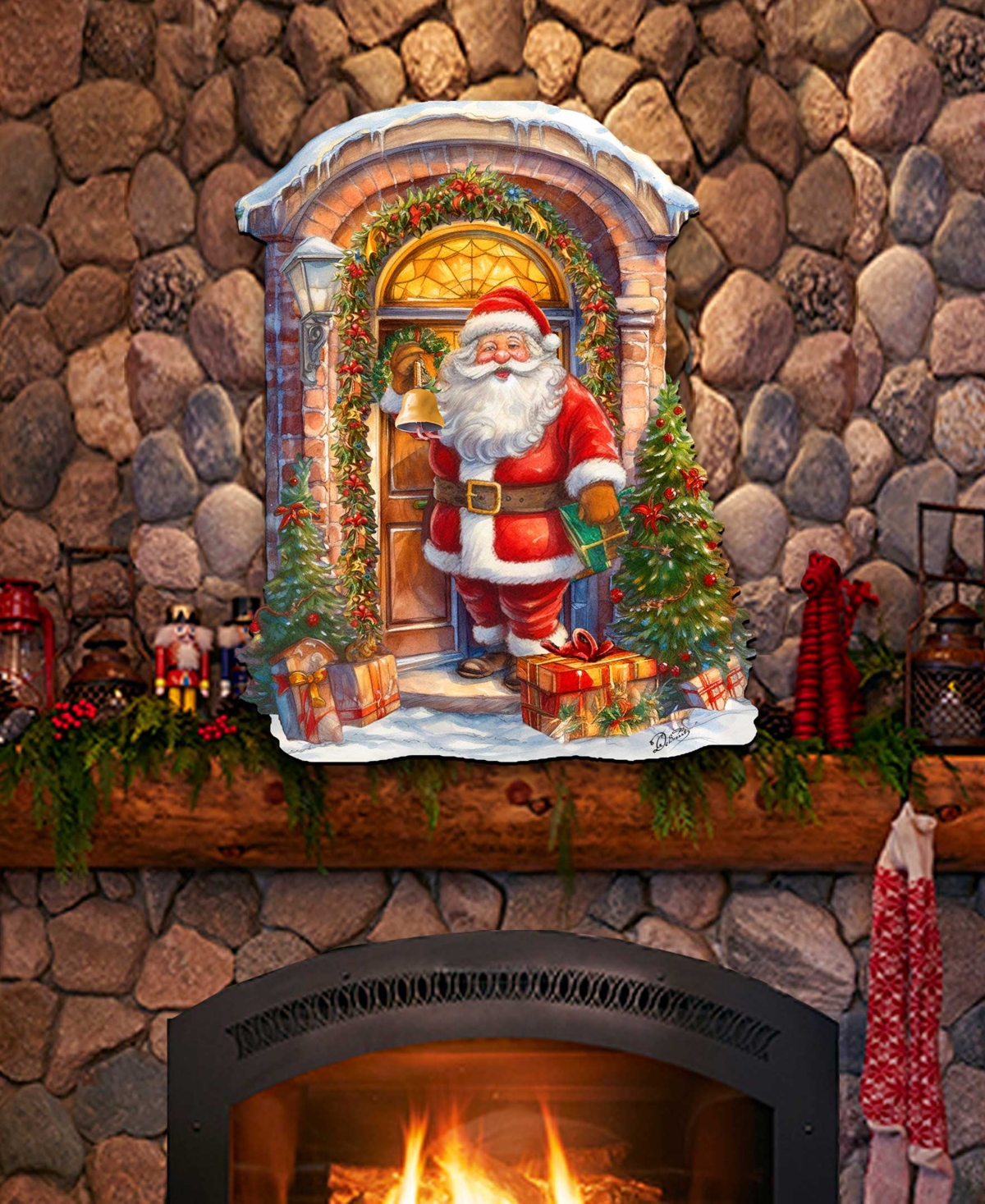 Designocracy Knocking the Christmas Wooden Wall Decor Door Decor G. DeBrekht