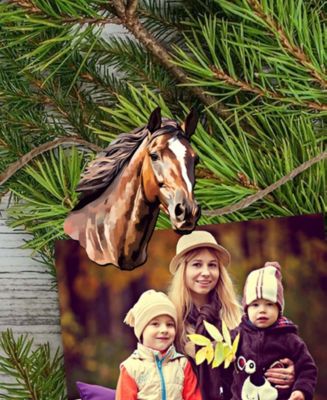 Holiday Wooden Clip-On Ornaments Horses Set of 6 G. DeBrekht