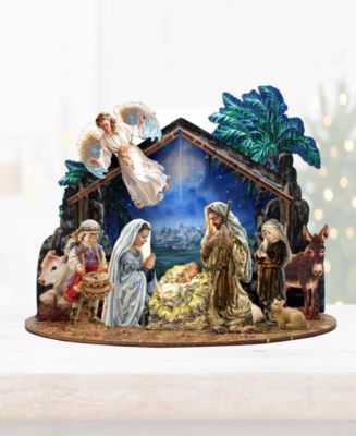 Nativity with Angel Village 7" Christmas Nativity Table Decoration G. DeBrekht