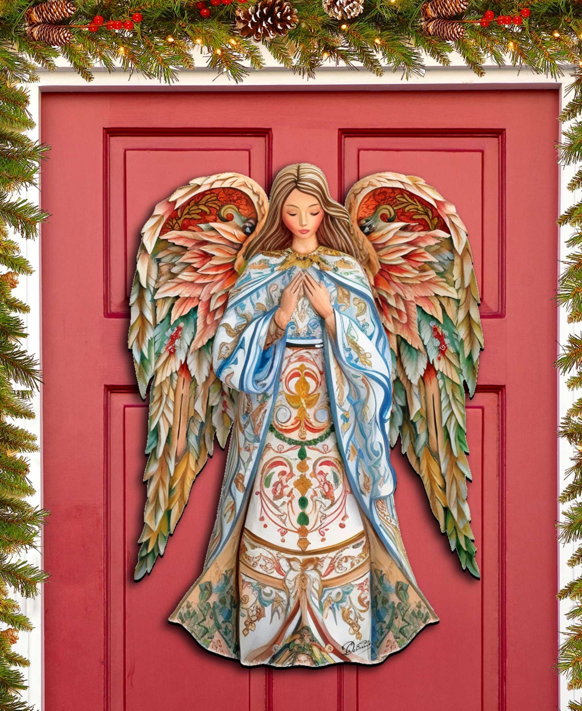 Elegant Angel of Hope Christmas Wooden Door Decor Door Hanger G. DeBrekht - Multi Color