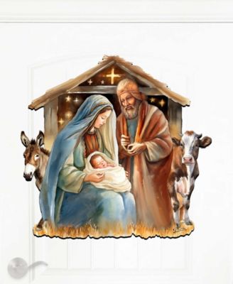 Born Under Bright Star Nativity Christmas Wooden Door Decor G. DeBrekht