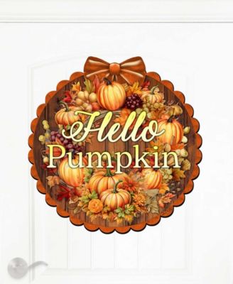 Holiday Wooden Door Decor Welcome Sign Hello Pumpkin G. DeBrekht