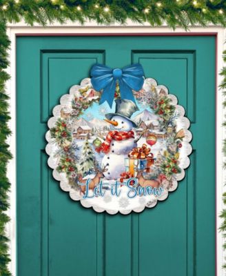 Let it Snow Christmas Wooden Door Decor Hanging Decoration G. DeBrekht