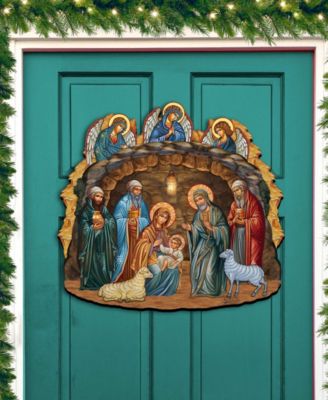 Orthodox Nativity Scene Christmas Wooden Door Hanger Door Decor G. DeBrekht