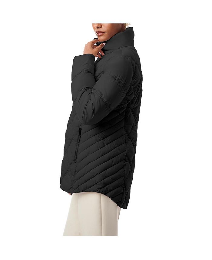 Women Black High Neck Diamond Quilt Puffer Jacket