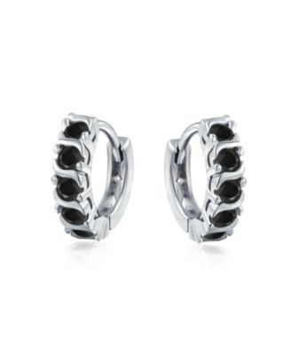 Round Solitaire Cubic Zirconia CZ S-Style Wave Kpop Huggie Hoop Earrings Sterling Silver More Colors