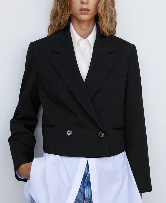 MANGO Women's Short Double Breasted Blazer Macy's