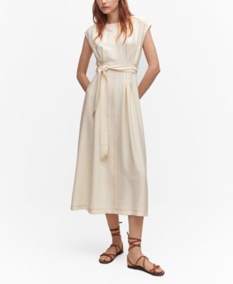 mango flowy belt dress MANGO Women's Seams Belt Bow Dress