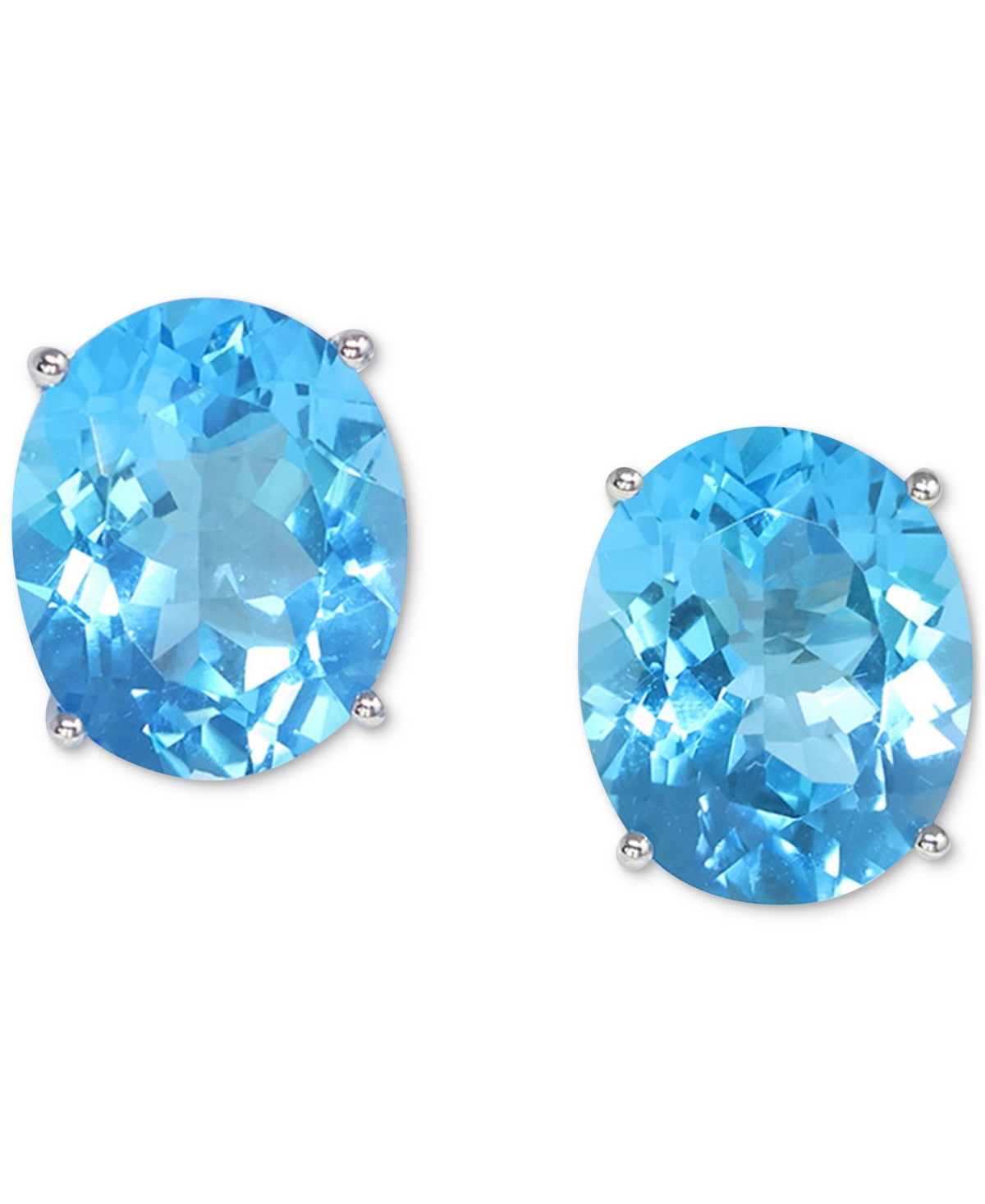 Oval Stud Earrings (10 ct. t.w.) in 14k White Gold - Blue Topaz
